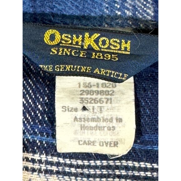 OshKosh Shirt Men's Large Blue and white Plaid Long Sleeve Flannel Shirt - Picture 4 of 14